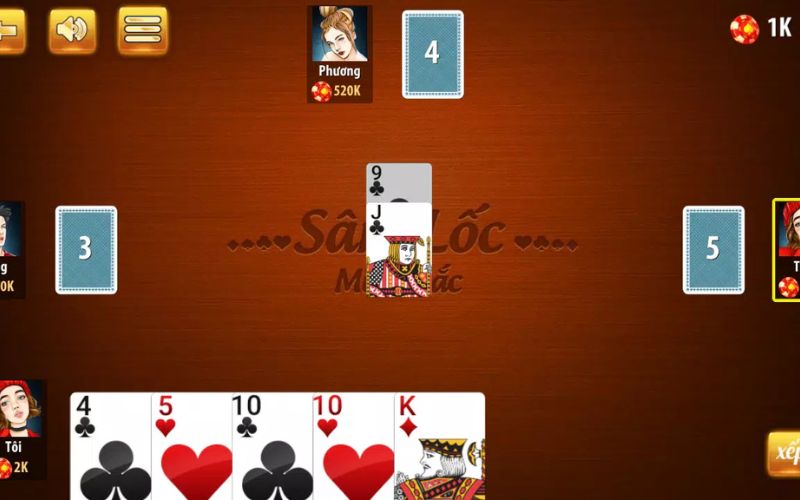 Người chơi chặn bài bằng đôi hoặc sảnh theo luật Sâm Lốc